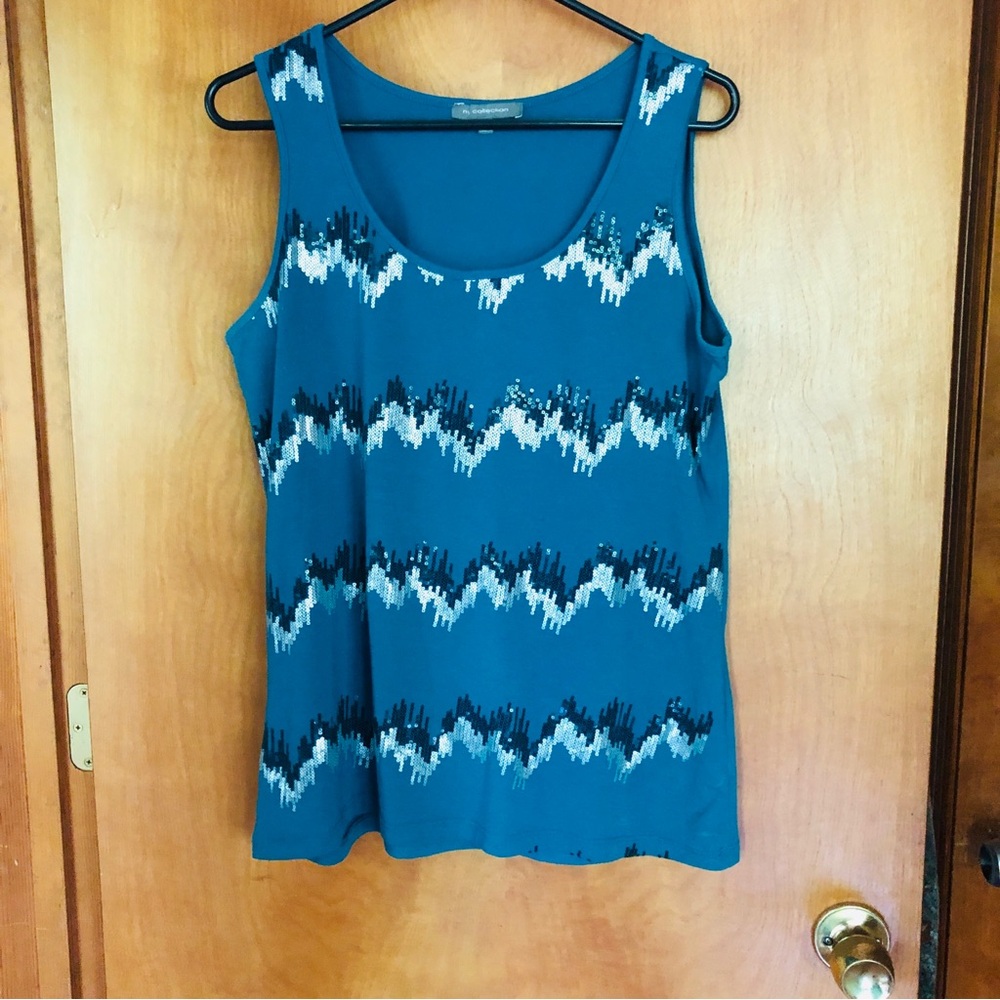 NY Collection Tank Top with sequin Chevron Pattern